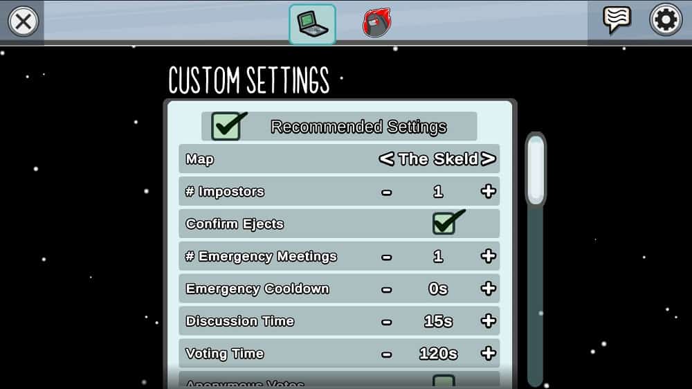 Among Us Settings