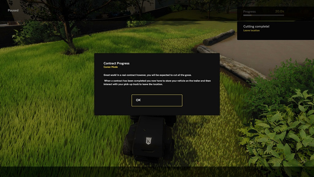 lawn mowing simulator UI