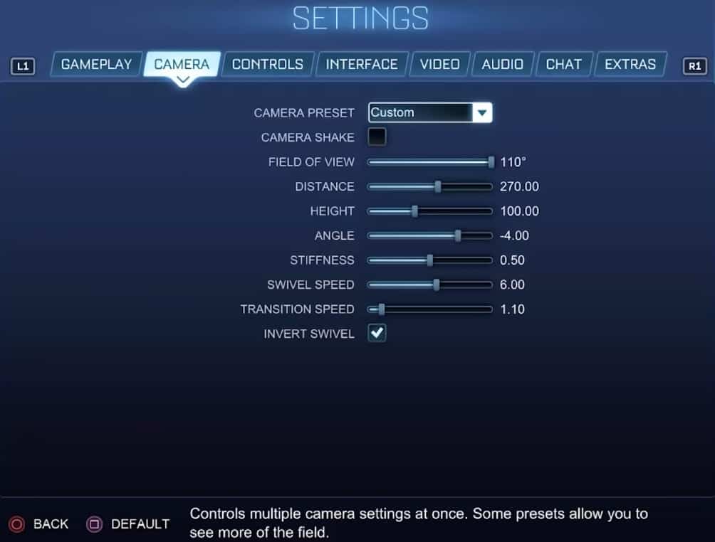 Rocket League Camera Settings