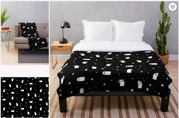 Napstablook Pattern Throw Blanket