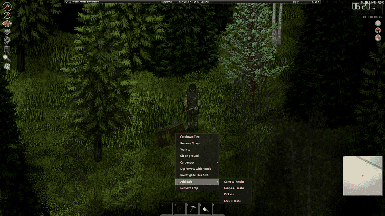 project zomboid add bait to a trap