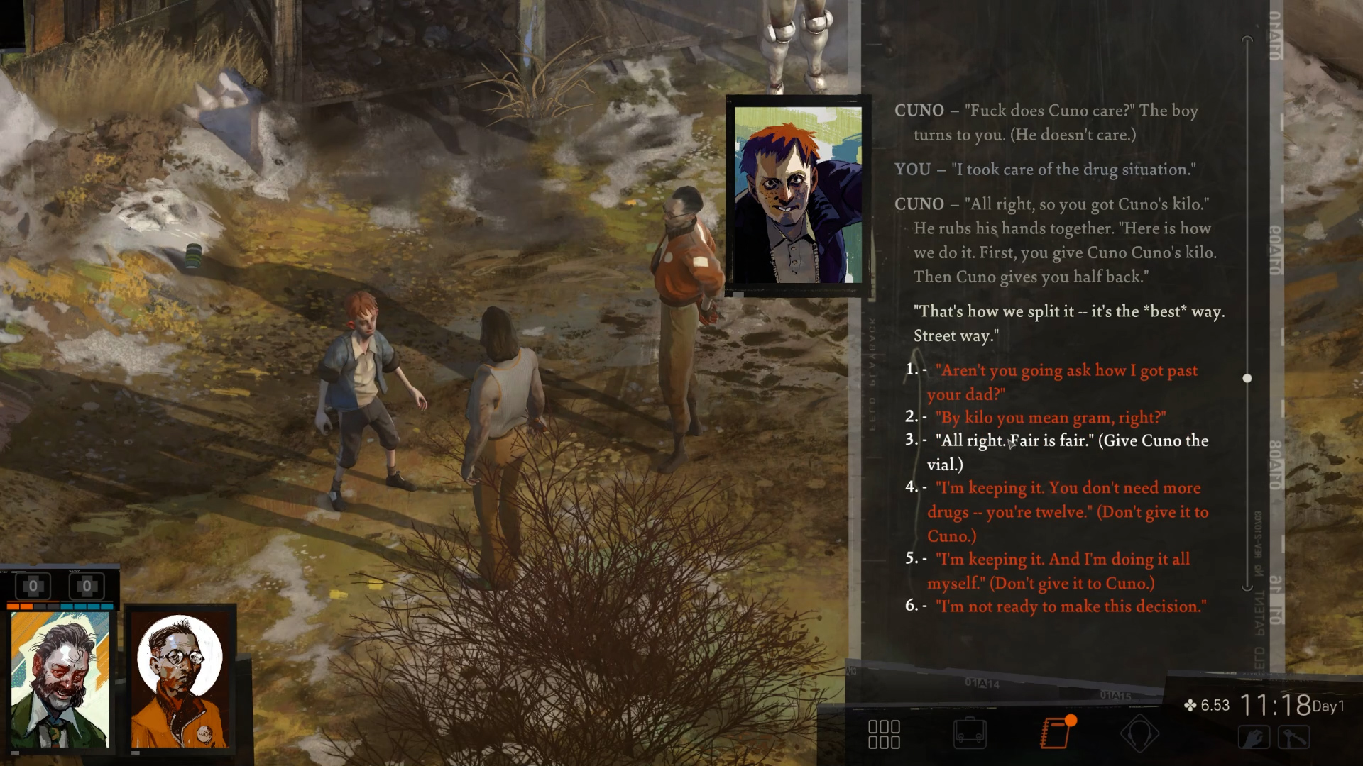 Disco Elysium Cuno Quest Split the Drugs